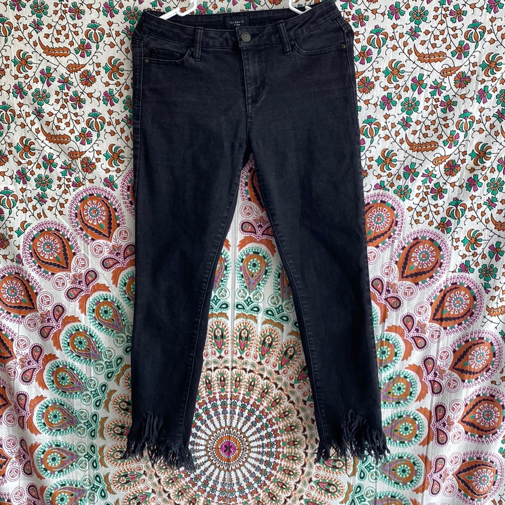 Celebrity Pink Black frayed bottom jeans